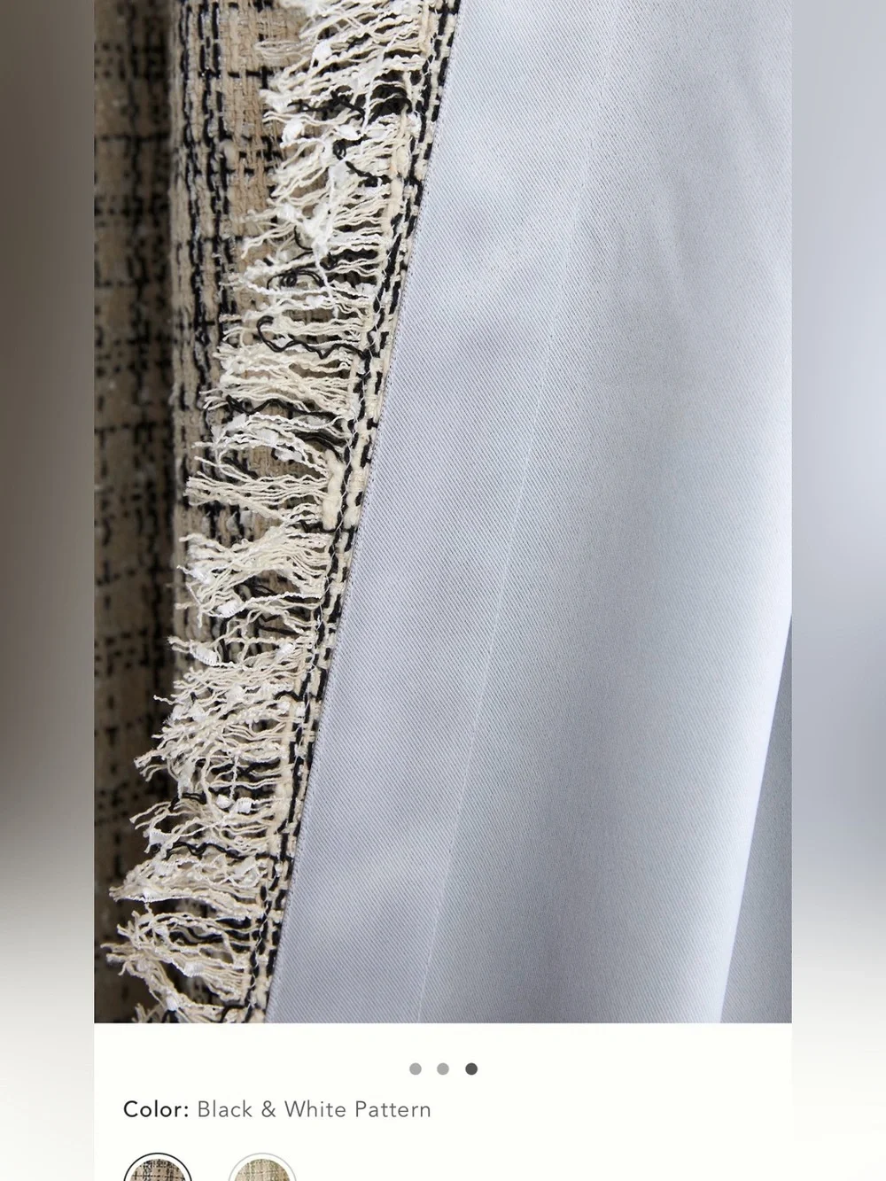 Anthropologie verity tweed cotton blackout curtain panel black white 50 x 96 in